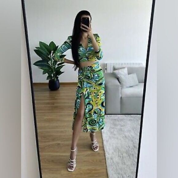 ZARA DRAPED PRINTED SKIRT - Picture 2 of 8